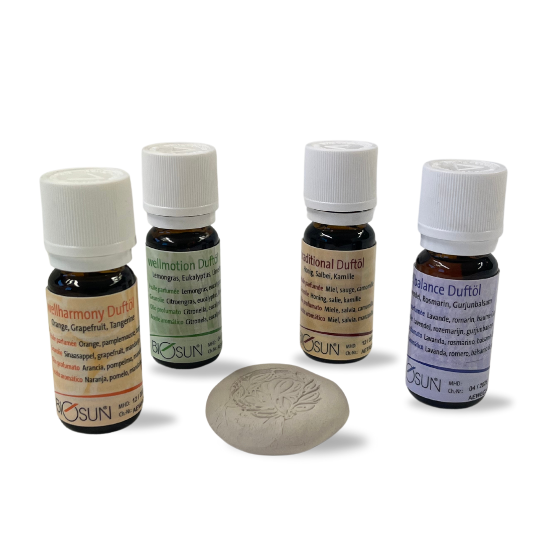 Aroma-Essenzen 4er-Pack + Duftstein Set