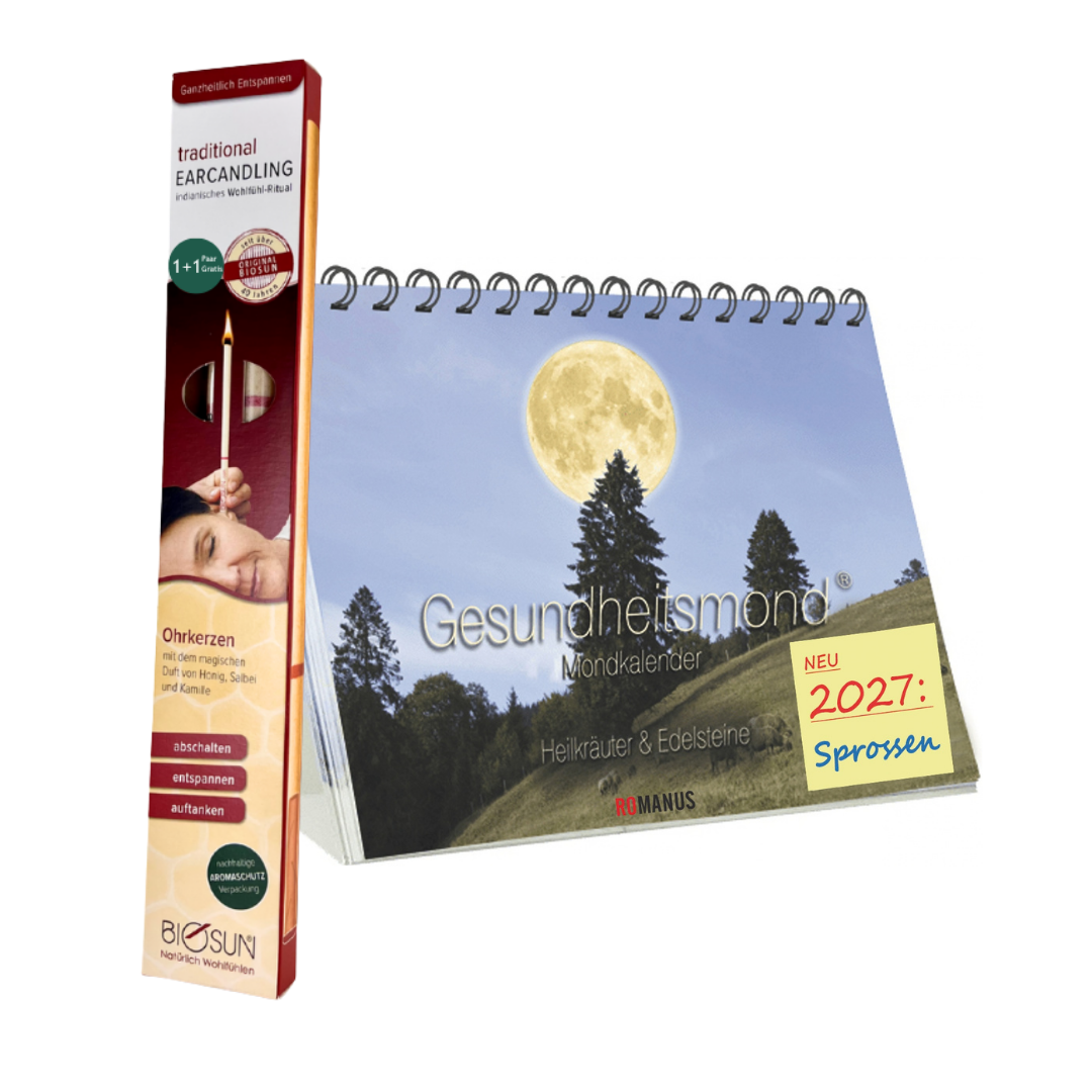 Gesundheitsmond®-Kalender 2027 + 1+1 Paar BIOSUN traditional Ohrkerzen Gratis