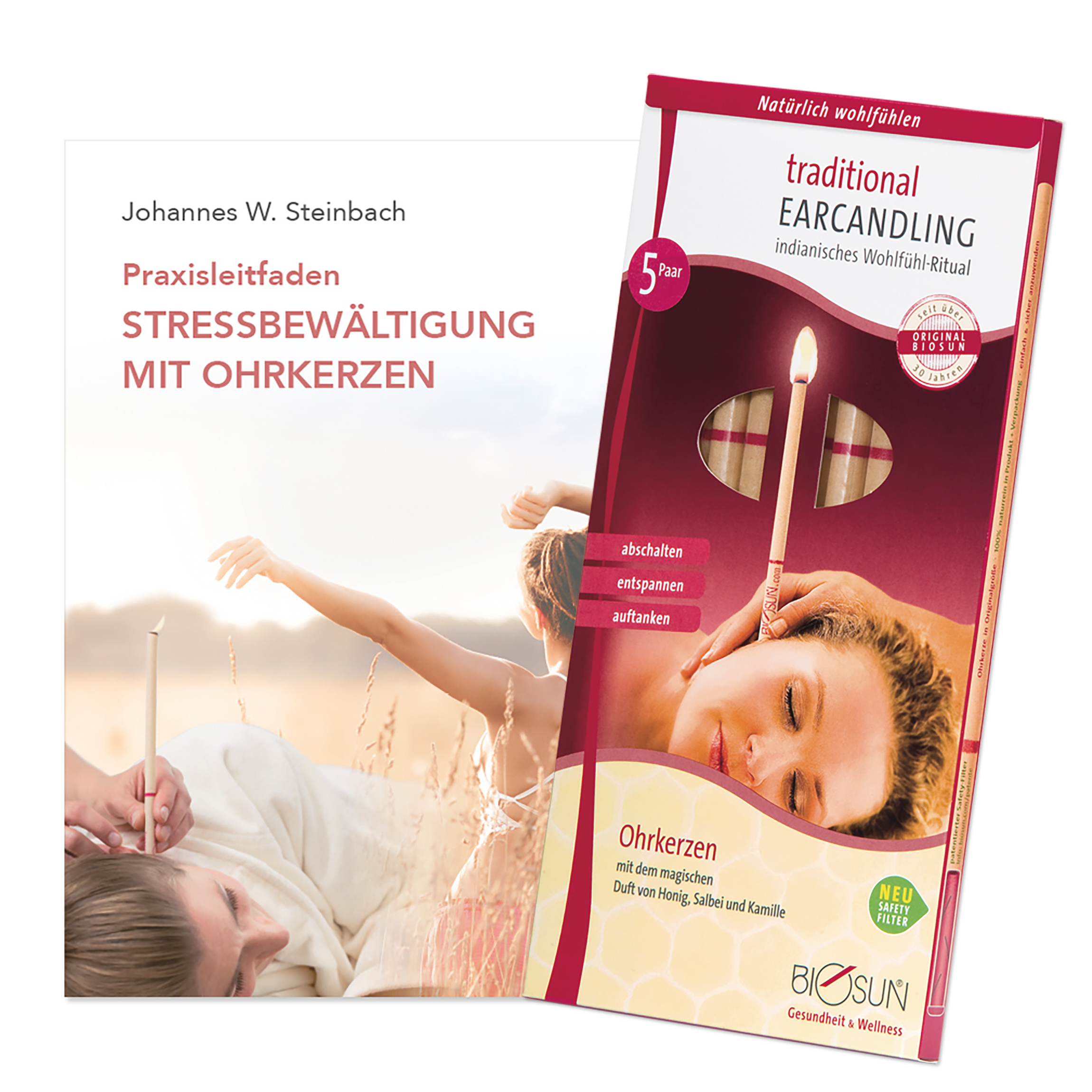 NPABUOKTROK10DE Buch - "Stressbewältigung mit Ohrkerzen" + 5 Paar traditional Ohrkerzen