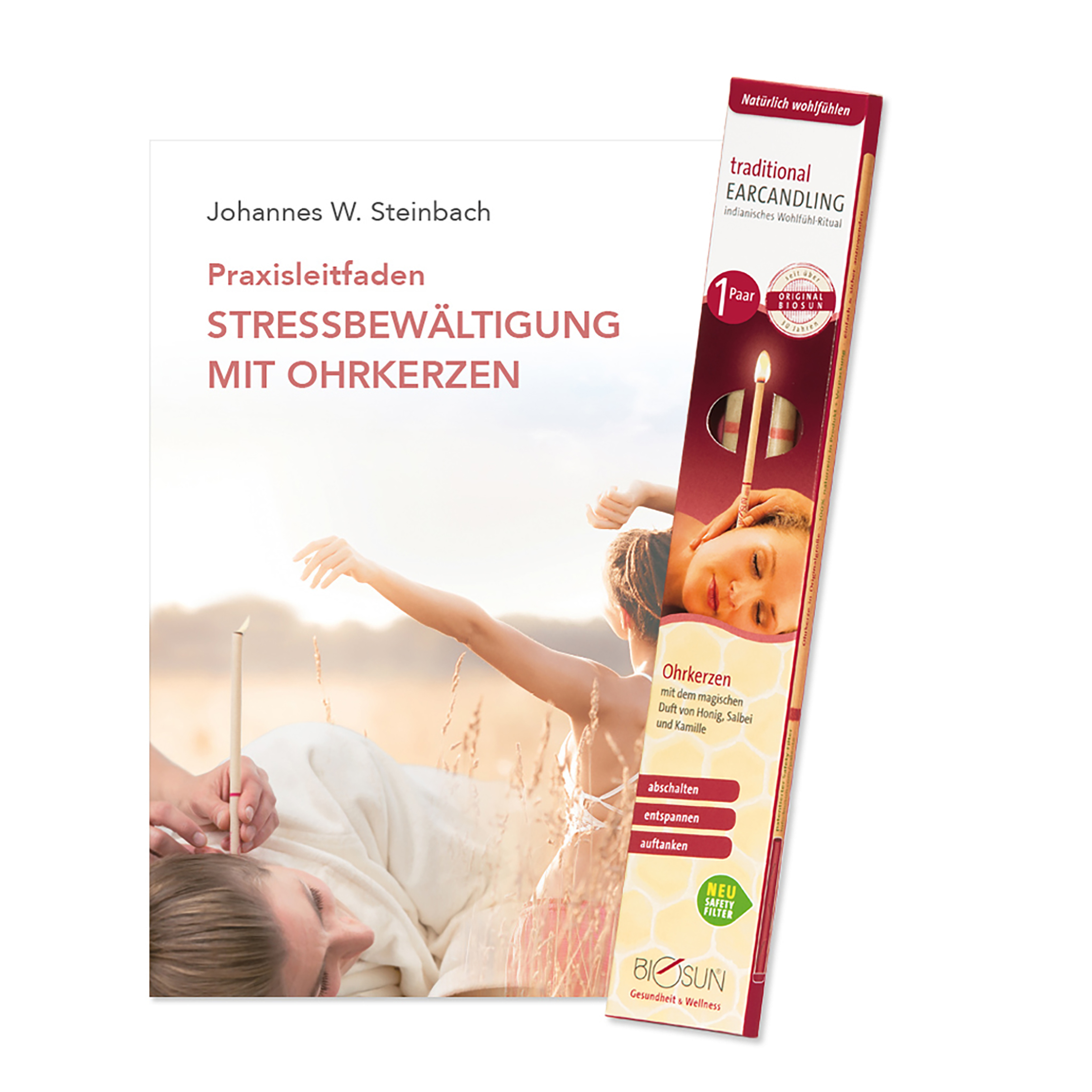 NPABUTROK02DE Buch - "Stressbewältigung mit Ohrkerzen" + 1 Paar traditional Ohrkerzen